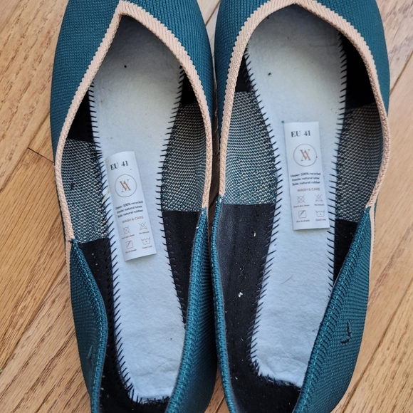 VIVAIA Vienna Pointy Flats Pointed-Toe V-Cut Flats Green Peacork 9.5 - Picture 11 of 16